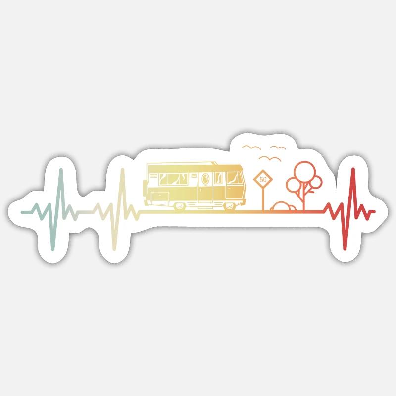 Camper Trekking Wohnmobil Frequenz Retro - Sticker Größe S (10 x 10 cm) - Mattweiß