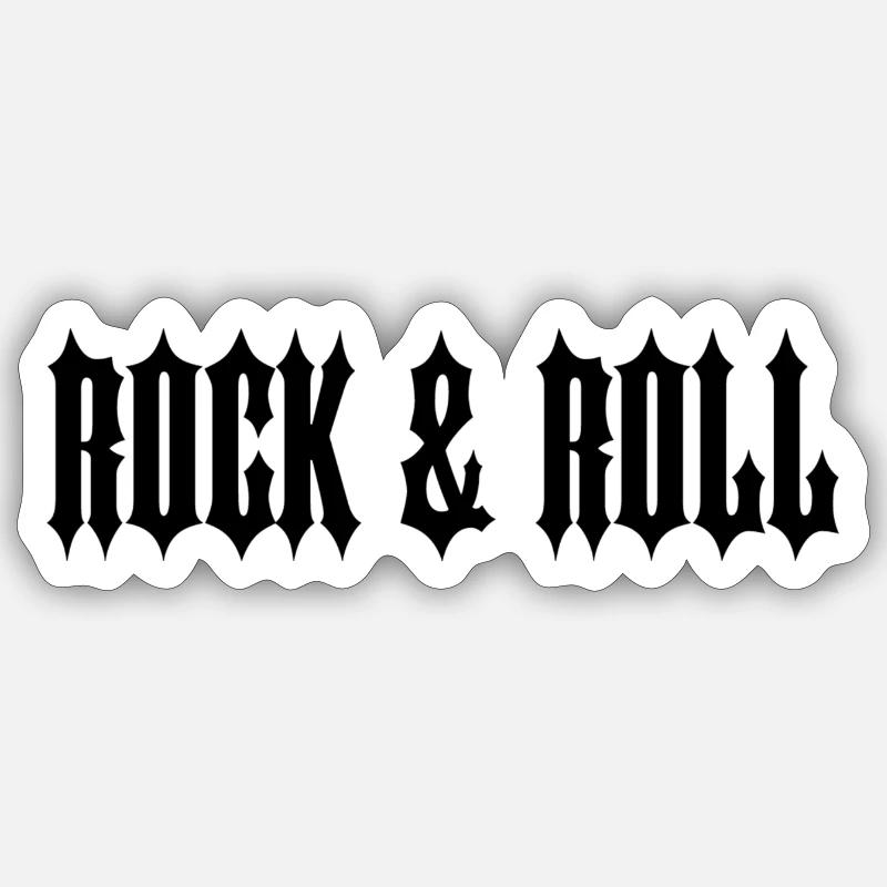 TEXTE NOIR « ROCK & ROLL » - Sticker taille S (10 x 10 cm) - blanc mat
