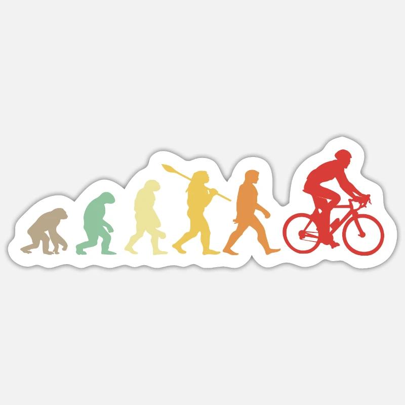 Darwin Evolution für Radfahrer 🚴 ♀️ - Sticker Größe S (10 x 10 cm) - Mattweiß