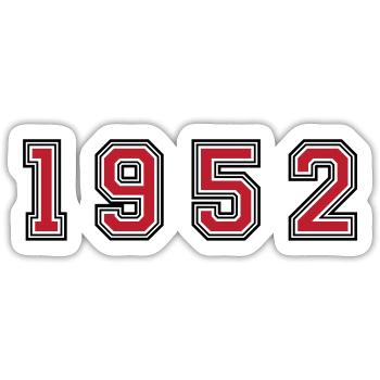 1952 Jahr Zahl - Sticker Größe S (10 x 10 cm) - Mattweiß - Vorne