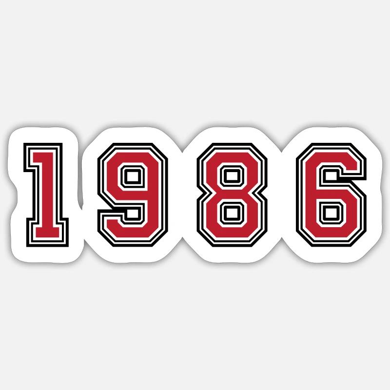 Numéro de l’année 1986 - Sticker taille S (10 x 10 cm) - blanc mat