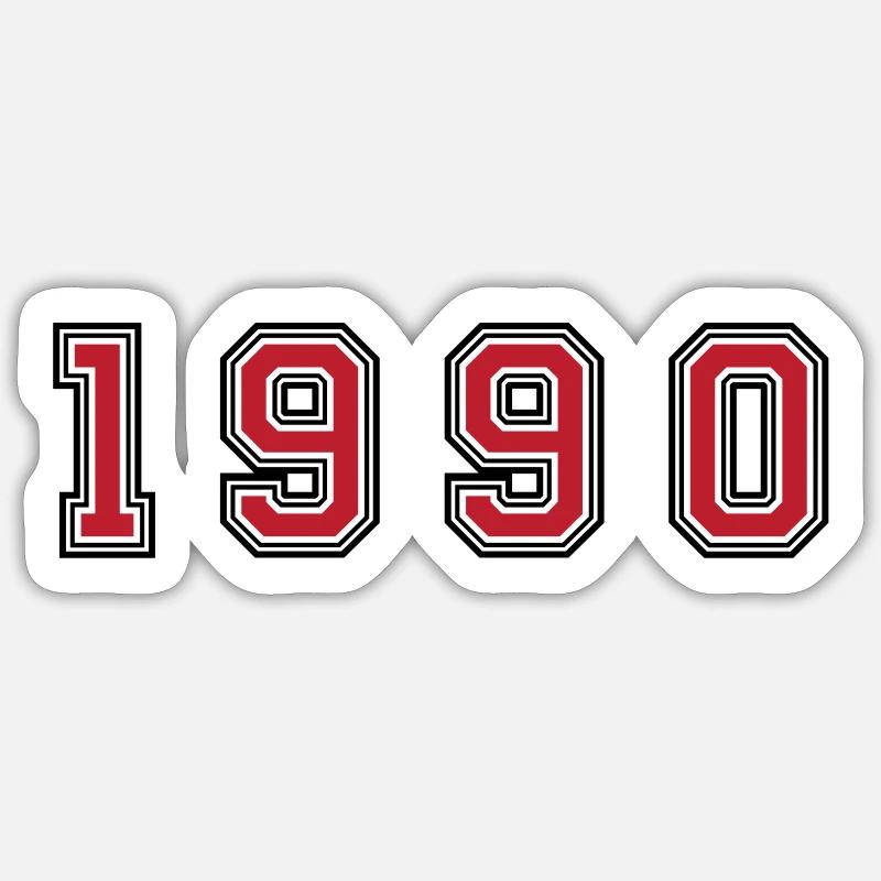 1990 year number - Sticker size S (10 x 10 cm) - white matte