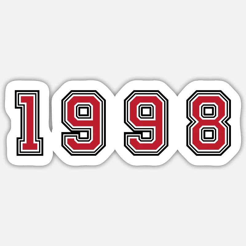 Numéro de l’année 1998 - Sticker taille S (10 x 10 cm) - blanc mat