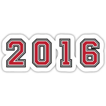 2016 year number - Sticker size S (10 x 10 cm) - white matte - Front