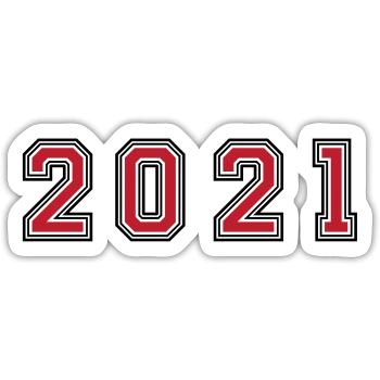 2021 year number - Sticker size S (10 x 10 cm) - white matte - Front