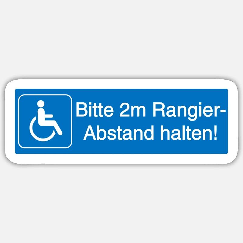 Aufkleber Rangierabstand Rollstuhl - Sticker Größe S (10 x 10 cm) - Mattweiß