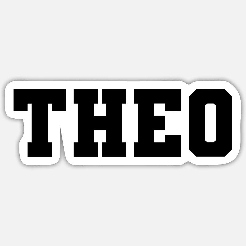 Nom - Théo - Sticker taille S (10 x 10 cm) - blanc mat