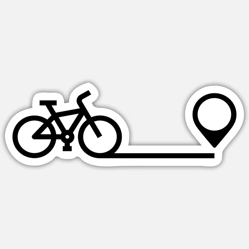 Bicycle with Map Pointer - Sticker size S (10 x 10 cm) - white matte