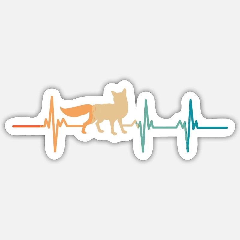 Fox heartbeat - Sticker size S (10 x 10 cm) - white matte