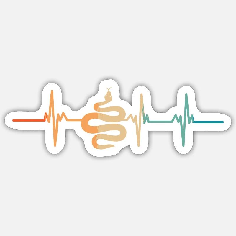 Battement de cœur serpent - Sticker taille S (10 x 10 cm) - blanc mat