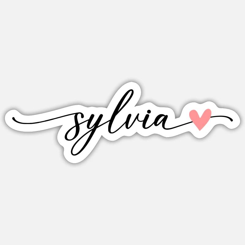 Sylvia Name Calligraphy Font - Sticker size S (10 x 10 cm) - white matte