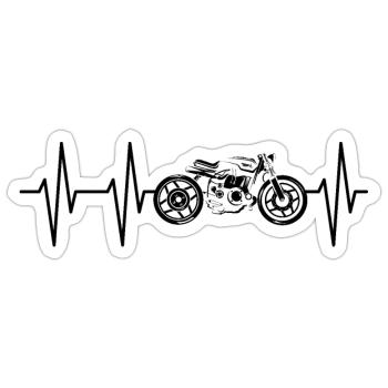 Herzschlag caferacer Puls Motorrad Symbol icon - Sticker Größe S (10 x 10 cm) - Mattweiß - Vorne