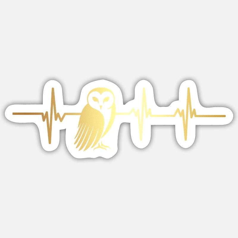 Herzschlag-Eule Sticker Größe S (10 x 10 cm)