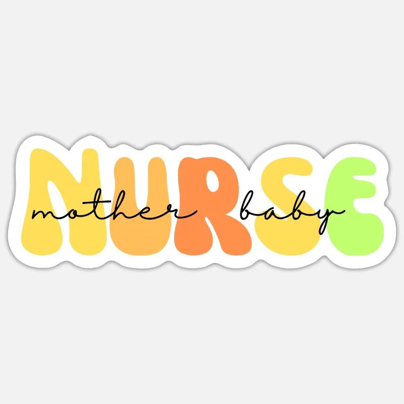 mère bébé Infirmière - Sticker taille S (10 x 10 cm) - blanc mat
