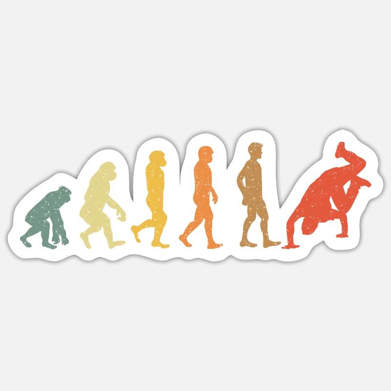 Breakdance Evolution vintage rétro - Sticker taille S (10 x 10 cm) - blanc mat