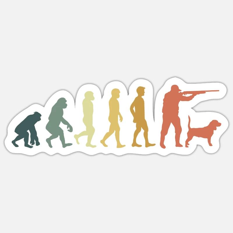 Evolution chasseur - Sticker taille S (10 x 10 cm) - blanc mat