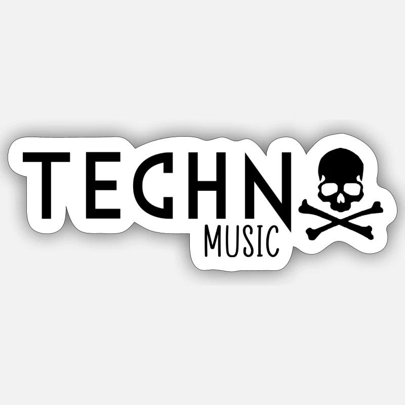 Techno music skull - Sticker size S (10 x 10 cm) - white matte