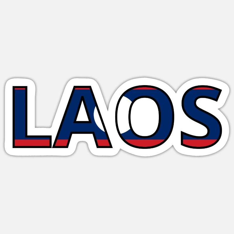 Drapeau Laos - Sticker taille S (10 x 10 cm) - blanc mat