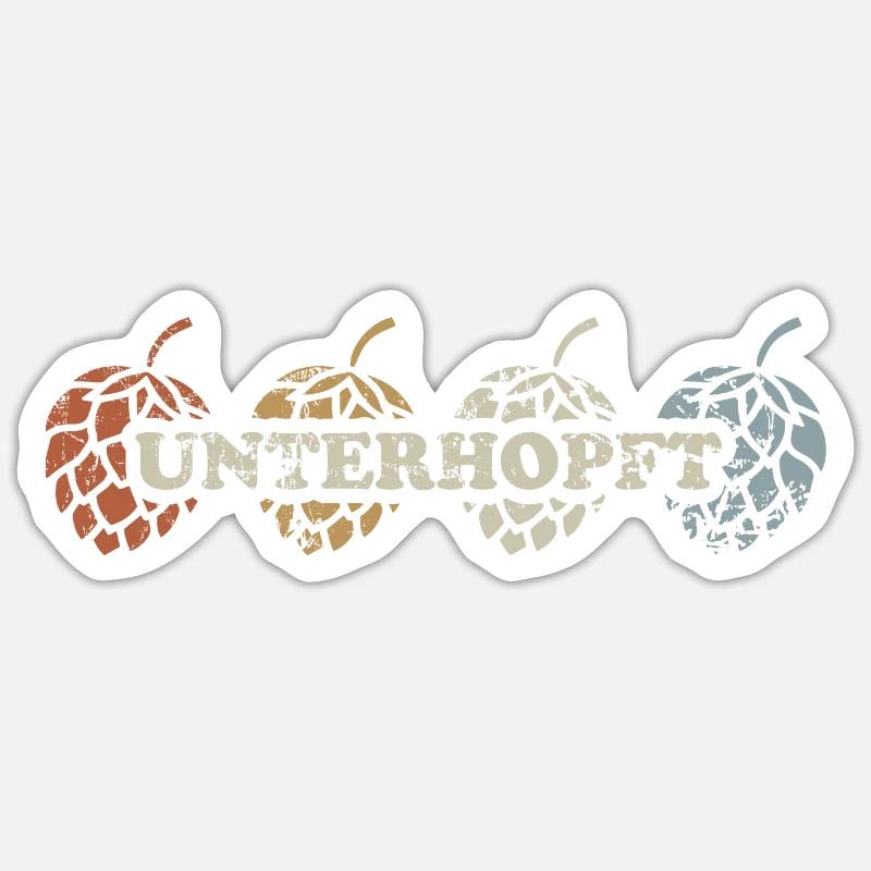 Unterhopft - Biergläser - Biertrinker Spruch - Sticker Größe S (10 x 10 cm) - Mattweiß