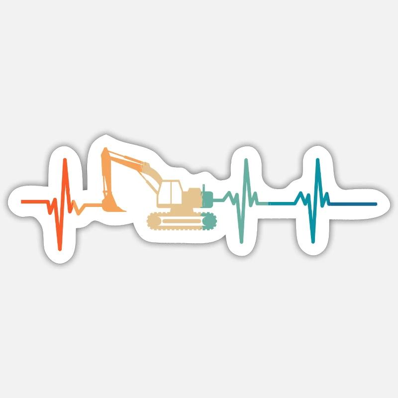 Bagger-Herzschlag - Sticker Größe S (10 x 10 cm) - Mattweiß