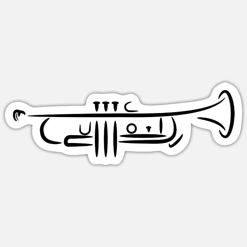 Dessin de trompette - Sticker taille S (10 x 10 cm) - blanc mat
