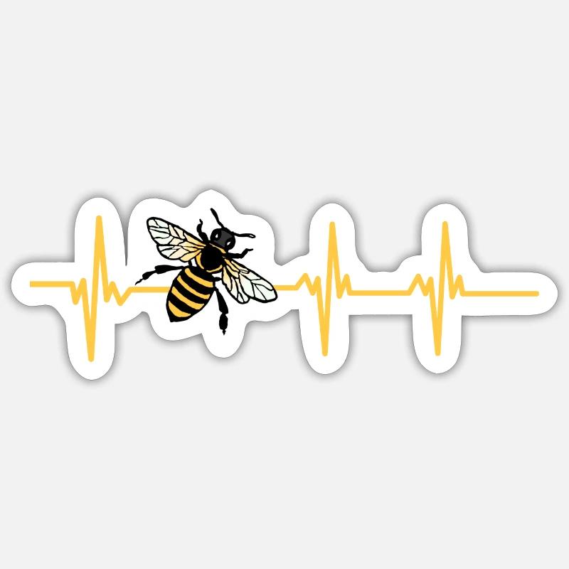 Herzschlag der Biene - Sticker Größe S (10 x 10 cm) - Mattweiß