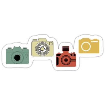 Vintage-Retro-Kamera - Sticker Größe S (10 x 10 cm) - Mattweiß - Vorne