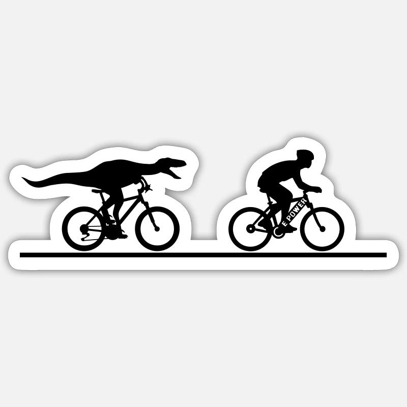 E Biker versus Velociraptor Sticker Größe S (10 x 10 cm)