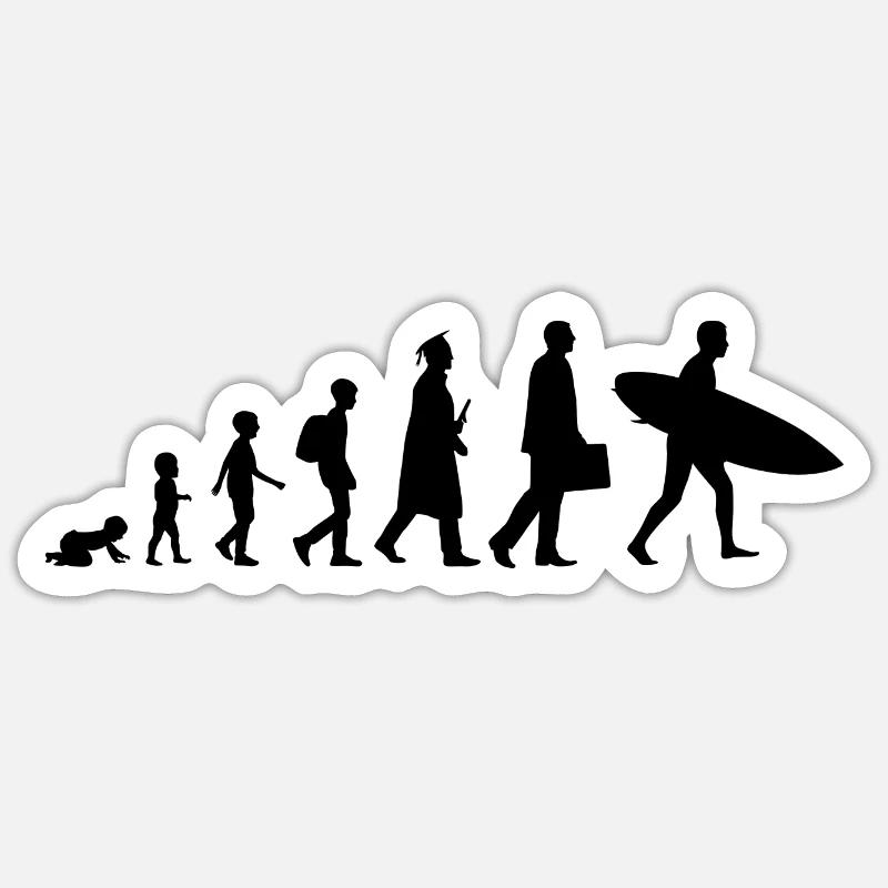 Development of a surfer - Sticker size S (10 x 10 cm) - white matte