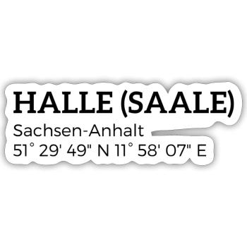 Halle (Saale) Saxony-Anhalt coordinates - Sticker size S (10 x 10 cm) - white matte - Front