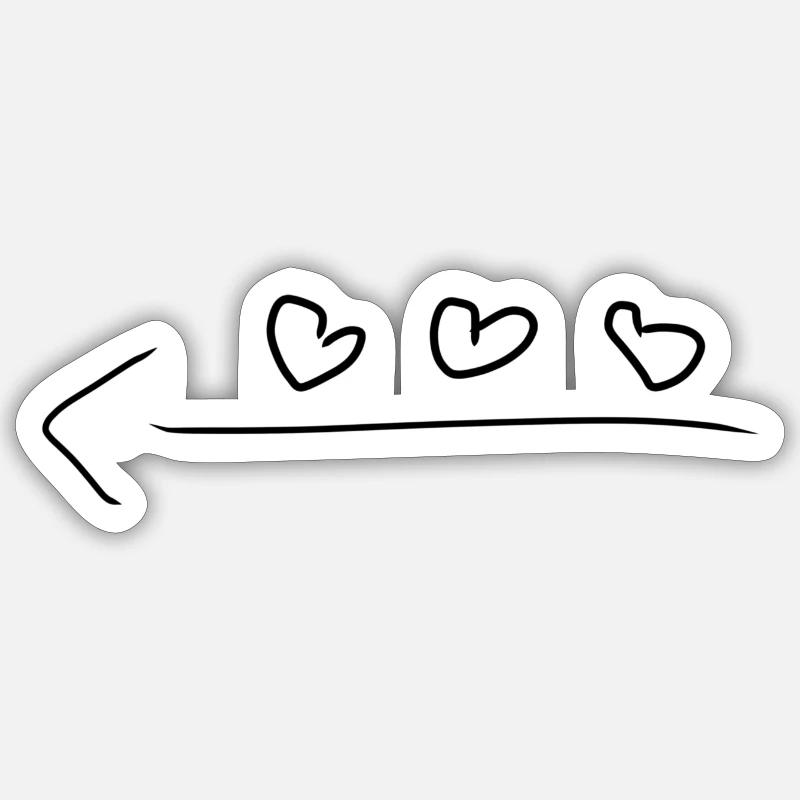 Flèche Trois Coeurs Coeur - Sticker taille S (10 x 10 cm) - blanc mat