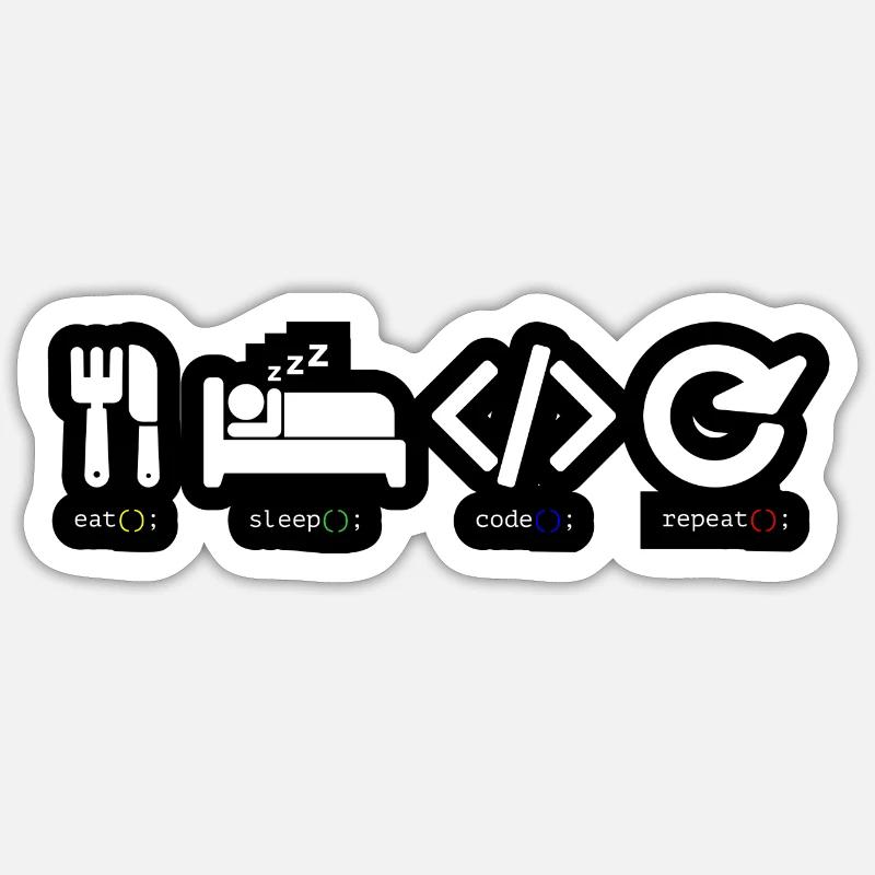 Code Sleep Repeat Developer Life - Sticker size S (10 x 10 cm) - white matte