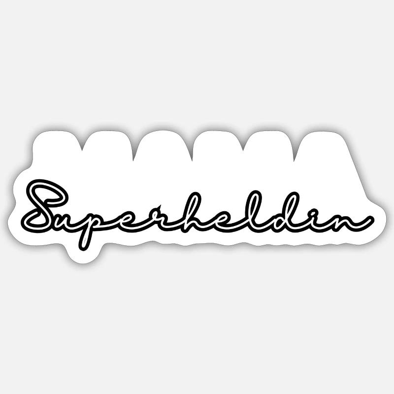 Mama Superheldin, Heldin des Alltags - Sticker Größe S (10 x 10 cm) - Mattweiß