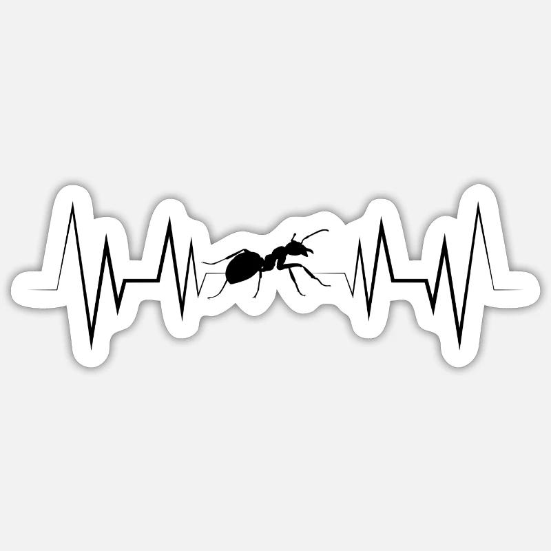 Silhouette de fourmi Heartbeat - Sticker taille S (10 x 10 cm) - blanc mat
