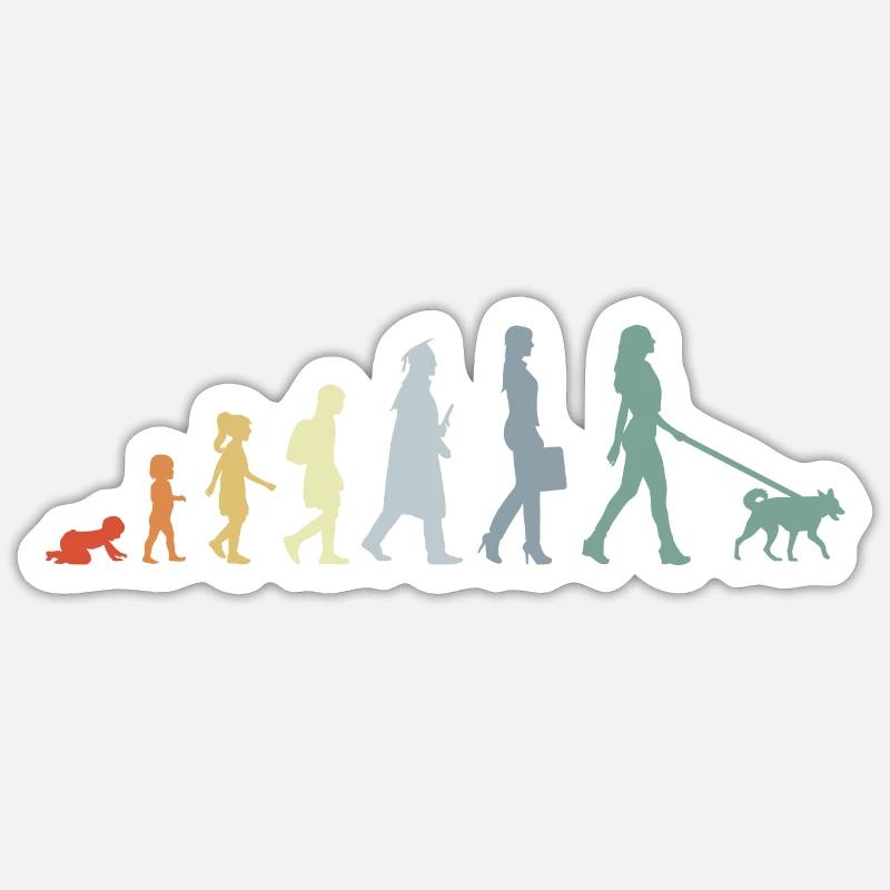 Hundebesitzerin Evolution Sticker Größe S (10 x 10 cm)