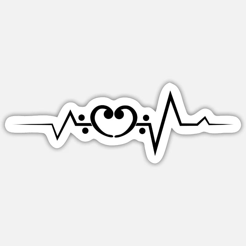 Basse Musique Notes Pulsation - Sticker taille S (10 x 10 cm) - blanc mat