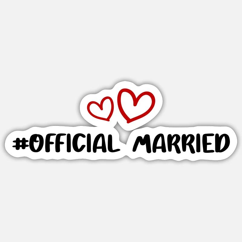 Married Wedding Heart - Sticker size S (10 x 10 cm) - white matte