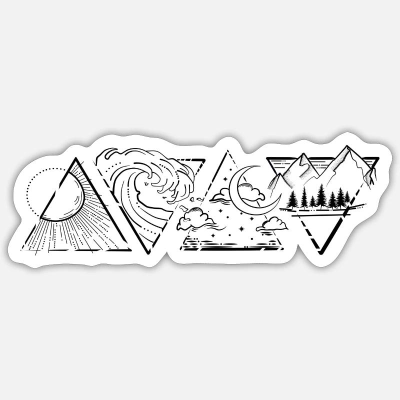 vier Elemente sw-ws quer Sticker Größe S (10 x 10 cm)