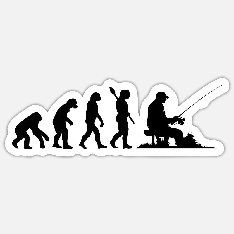Drôle d’évolution humaine pêcheur amateur de pêche Sticker taille S (10 x 10 cm)