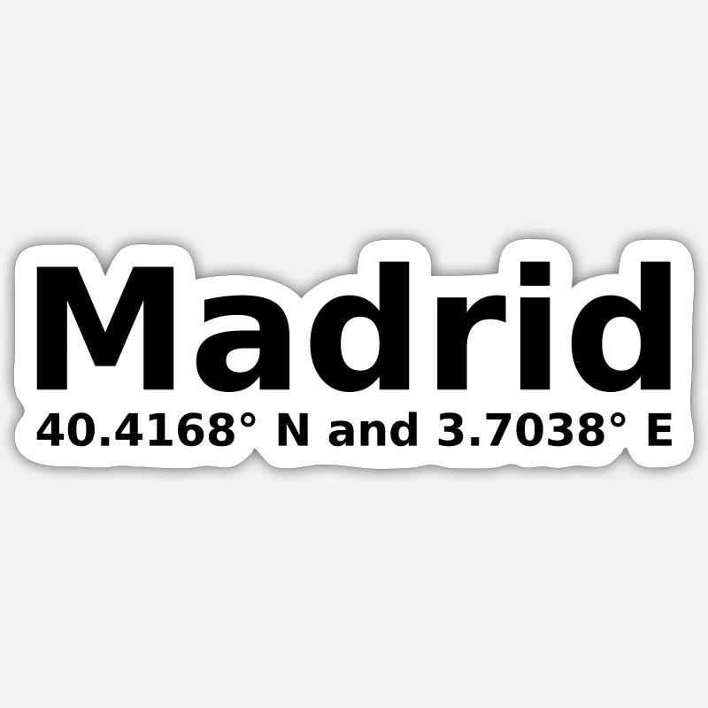 Madrid - with geo coordinates horizontal Sticker size S (10 x 10 cm)