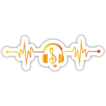 Herzschlag Kopfhörer Musik - Sticker Größe S (10 x 10 cm) - Mattweiß - Vorne