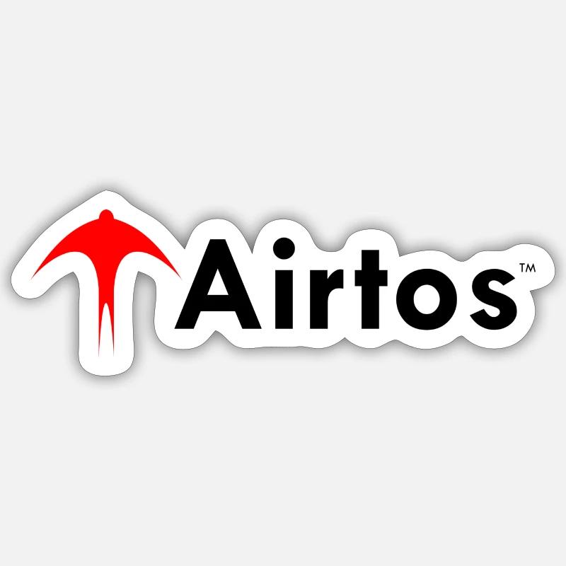 Rotes airtos LOGO + schwarzer Text Sticker Größe S (10 x 10 cm)