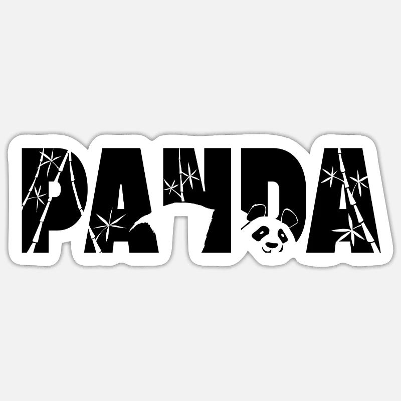 Panda Typo - Sticker taille S (10 x 10 cm) - blanc mat