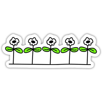 Five Pretty Daisies 5 Flowers Decorative Row - Sticker size S (10 x 10 cm) - white matte - Front