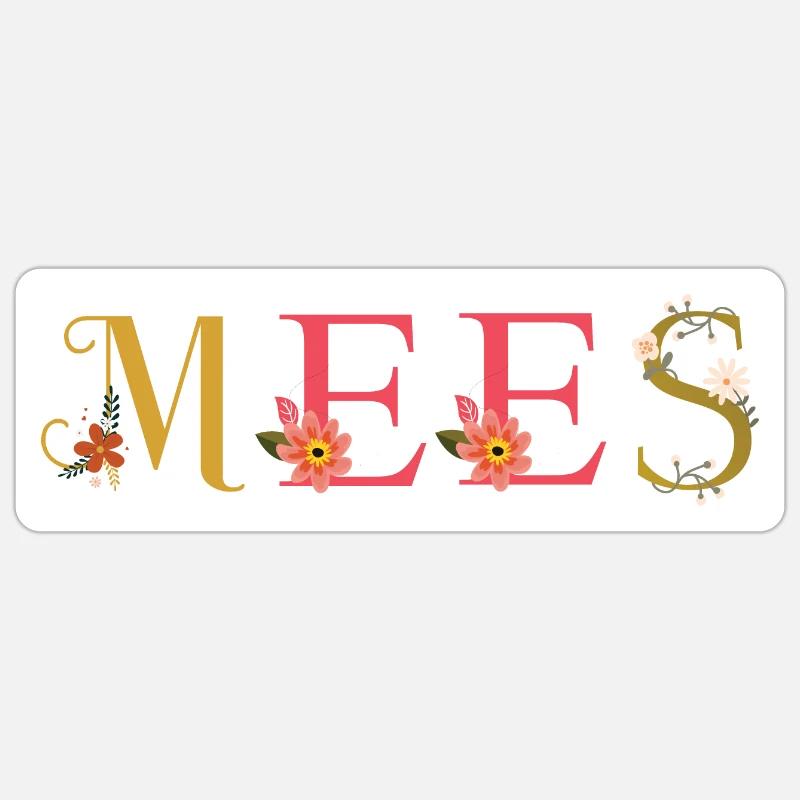 Le nom de MEE décoré de fleurs Sticker taille S (10 x 10 cm)