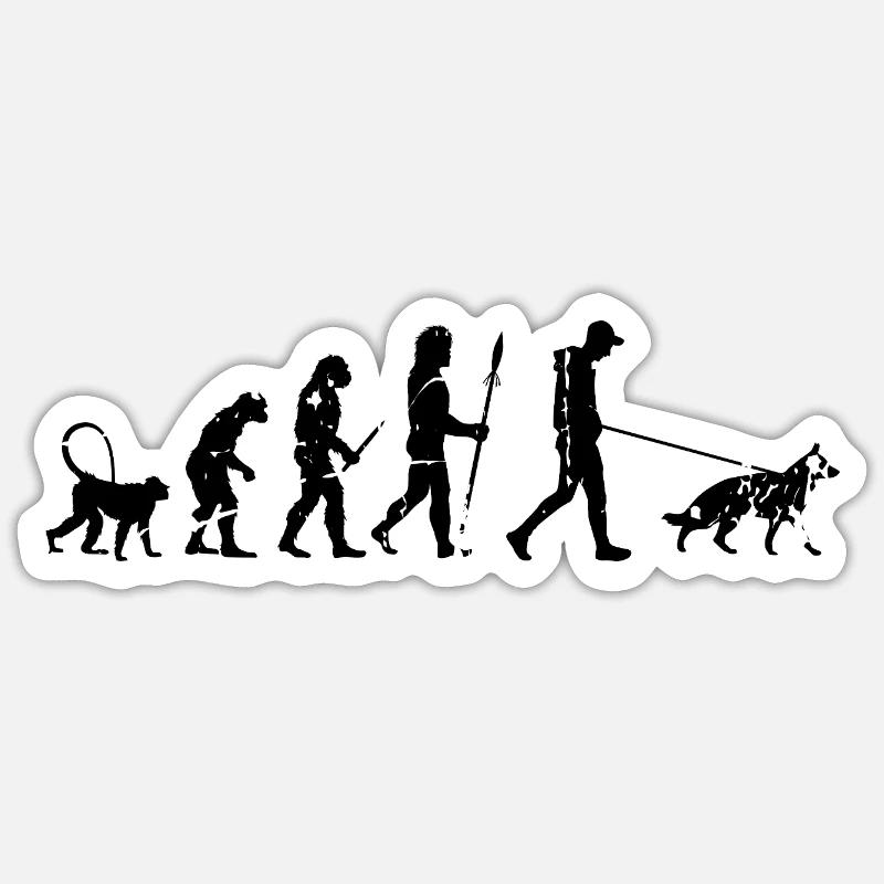Deutscher Schäferhund Evolution - Sticker Größe S (10 x 10 cm) - Mattweiß