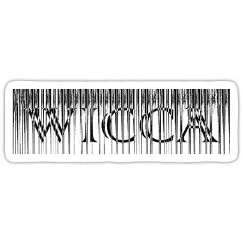 Lettrage Witch Design Noir - Sticker taille S (10 x 10 cm) - blanc mat - Devant