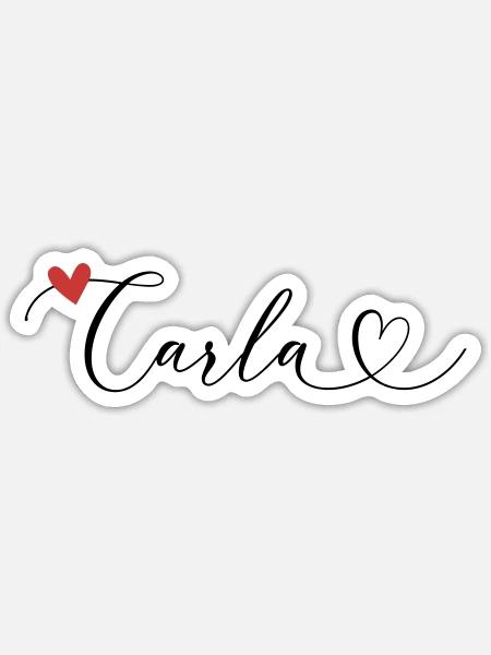 Carla Surname First name Calligraphy Heart - Sticker size S (10 x 10 cm) - white matte