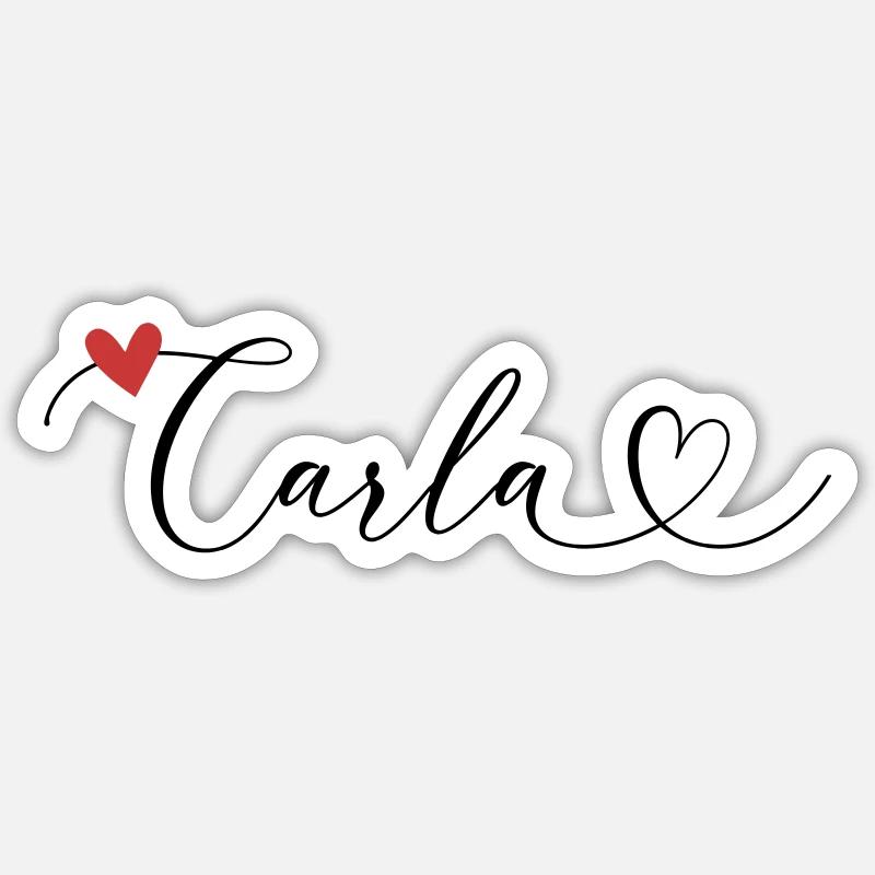 Carla Surname First name Calligraphy Heart - Sticker size S (10 x 10 cm) - white matte