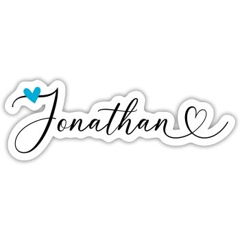 Jonathan Name Vorname Kalligrafieherz - Sticker Größe S (10 x 10 cm) - Mattweiß - Vorne